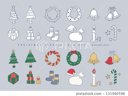 Hand-drawn cute Christmas material set Hand-drawn cute Christmas material set 131980596