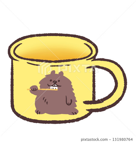 Illustration of a child's toothbrush cup 131980764
