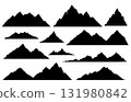 Vector mountain silhouettes set. Bold shadow peaks collection in minimal style. 131980842