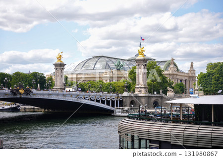 Pont Alexandre III bridge and Grand Palais over the Seine River in Paris, France 131980867
