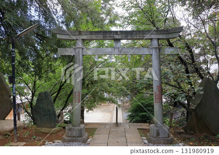 Komagome Fuji Jinja in Bunkyo-ku Tokyo Japan is a Shinto Shrine on a manmade hill called a Fujizaka using rocks from Mt. Fuji, founded around 1573 and dedicated to Japanese firefighters.  131980919