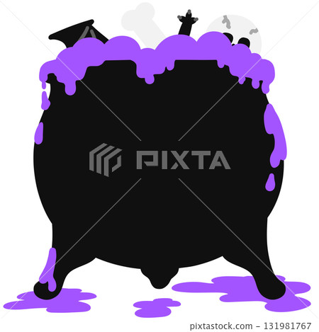 Witch Cauldron With Purple Halloween Potion 131981767
