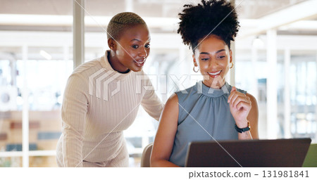 Women, laptop and corporate lawyer teamwork, research at desk for legal project and online analysis at office. Attorney with tech, collaboration and plan strategy for court with review at law firm Women, laptop and corporate lawyer teamwork, research at desk for legal project and online analysis at office. Attorney with tech, collaboration and plan strategy for court with review at law firm 131981841