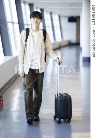 Young man going on a trip Young man going on a trip 131981904