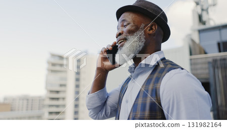 Business phone call, city and mature black man talking, consulting and conversation with urban investment contact. Consultation advice, discussion and professional businessman networking on cellphone Business phone call, city and mature black man talking, consulting and conversation with urban investment contact. Consultation advice, discussion and professional businessman networking on cellphone 131982164