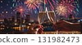 New Year Celebration With Champagne And Fireworks 131982473
