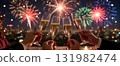 New Year Celebration With Champagne And Fireworks 131982474
