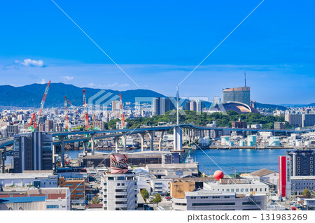 Fukuoka Bay Area viewed from Hakata Port Tower 131983269