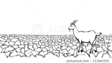Dry cracked earth. Vector drawing 131983505