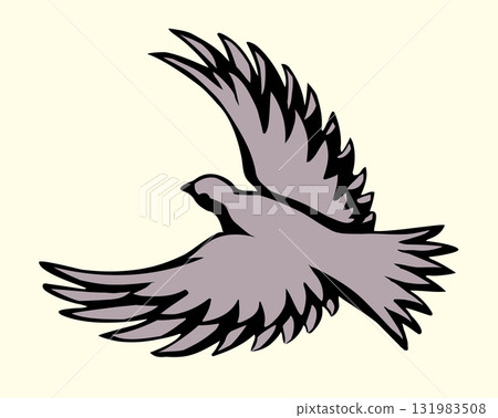 Vector drawing. Cute flying dove Vector drawing. Cute flying dove 131983508