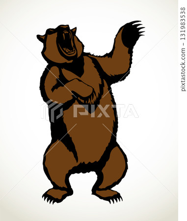 Vector drawing. An angry bear stands and growls Vector drawing. An angry bear stands and growls 131983538