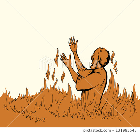 Vector drawing. Man in the hell 131983545