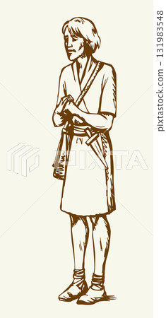 Vector drawing. Man in ancient dress Vector drawing. Man in ancient dress 131983548