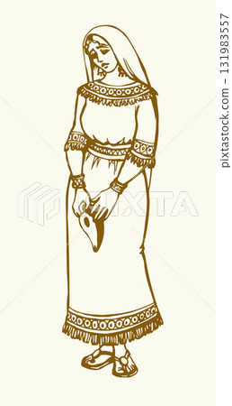 Vector drawing. Girl with a lamp 131983557