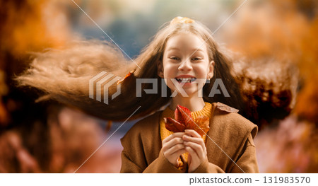 Child on autumn walk 131983570