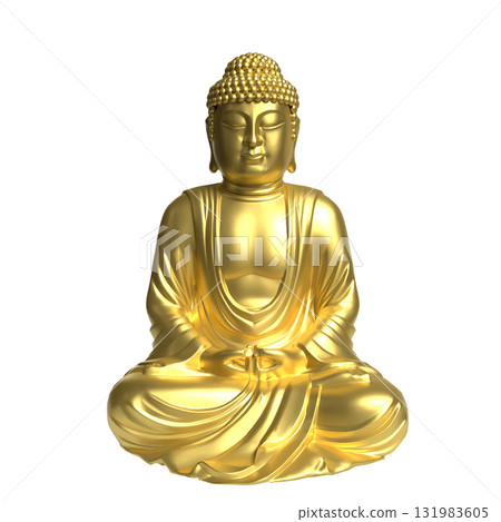The Gold Buddha statue png image for religion concept 3d Rendering. 131983605