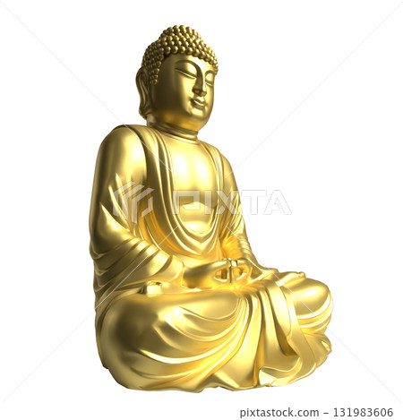 The Gold Buddha statue png image for religion concept 3d Rendering. 131983606