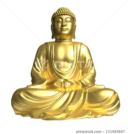 The Gold Buddha statue png image for religion concept 3d Rendering. 131983607