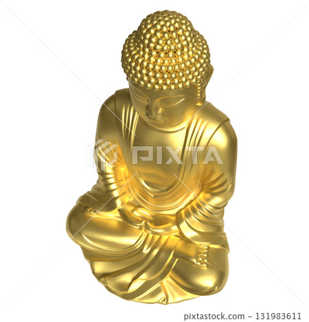The Gold Buddha statue png image for religion concept 3d Rendering. 131983611