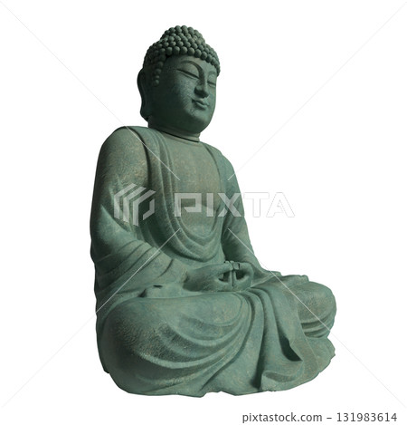 The Green Buddha statue png image for religion concept 3d Rendering. 131983614