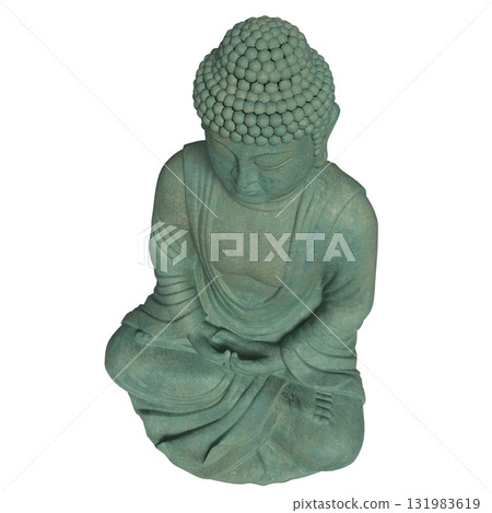 The Green Buddha statue png image for religion concept 3d Rendering. 131983619