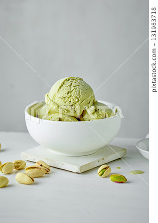 bowl of pistachio ice cream bowl of pistachio ice cream 131983718