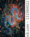 Aerial view of winding serpentine road in colorful autumn forest 131984022