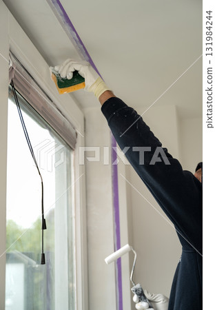 Painting Window Trim with Mini Roller 131984244