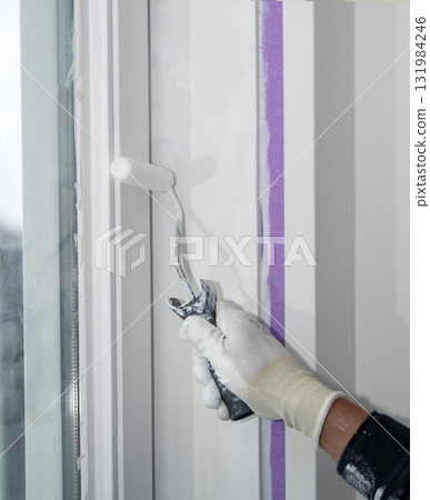 Painting Window Trim with Mini Roller 131984246