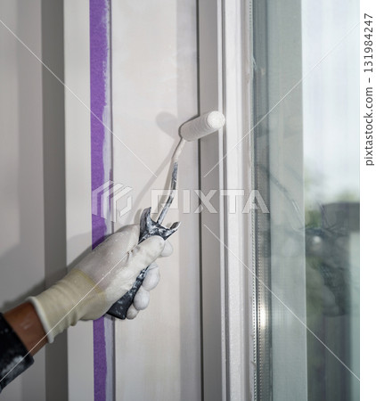 Painting Window Trim with Mini Roller 131984247