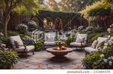 Group of children are running in a park, with some wearing colorful shirts. Scene is joyful and energetic, as the children are having fun and enjoying their time outdoors 131984370