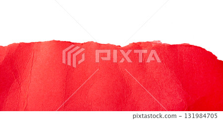 Red torn cardboard on a white background Red torn cardboard on a white background 131984705