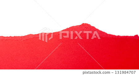 Red torn cardboard on a white background Red torn cardboard on a white background 131984707