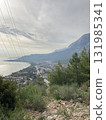 View of the village near the sea from Mount Turkey, Antalya province 131985341