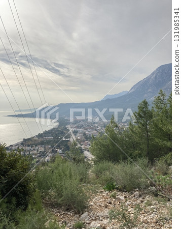 View of the village near the sea from Mount Turkey, Antalya province View of the village near the sea from Mount Turkey, Antalya province 131985341