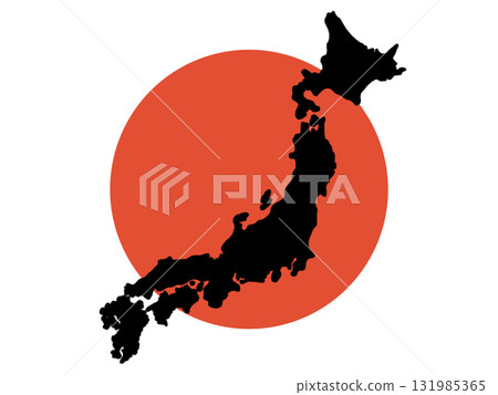 Map of Japan (with the Japanese flag) 131985365