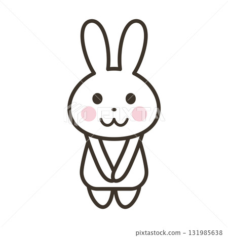 可愛的兔子人物插圖面向前方 131985638