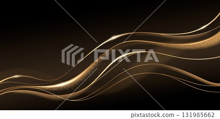 Abstract golden waves on black background 131985662