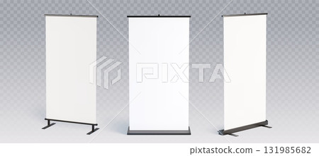 Empty mockup roll up banner displays 131985682