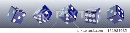 3d dice collection in blue with white dots 131985685