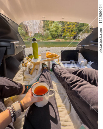 Cozy Car Camping with Scenic River View 131986064