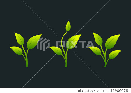 Young Plants Set Vector Illustration. 131986078