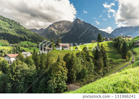 Alpine landscape in Kleinwalsertal valley, Hirschegg, Vorarlberg, Austrian Alps, Austria. Alpine landscape in Kleinwalsertal valley, Hirschegg, Vorarlberg, Austrian Alps, Austria. 131986241