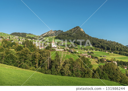 Scenic Swiss village of Amden on Lake Walensee, Canton of St. Gallen, Switzerland Scenic Swiss village of Amden on Lake Walensee, Canton of St. Gallen, Switzerland 131986244