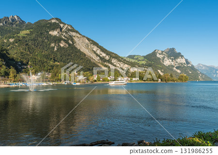 Scenic view of Lake Walensee, Weesen, Canton of St. Gallen, Switzerland 131986255