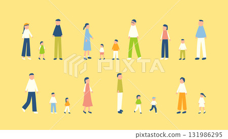 Family holiday illustration set 131986295