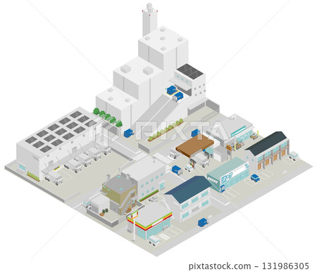 等距城市景觀(帶有廢物處理設施和倉庫的城市景觀) 等距城市景觀(帶有廢物處理設施和倉庫的城市景觀) 131986305