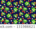 Strawberry fruit seamless pattern. Hand-drawn watercolor illustration of fruit background material. 131986621