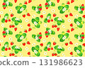 Strawberry fruit seamless pattern. Hand-drawn watercolor illustration of fruit background material. 131986623