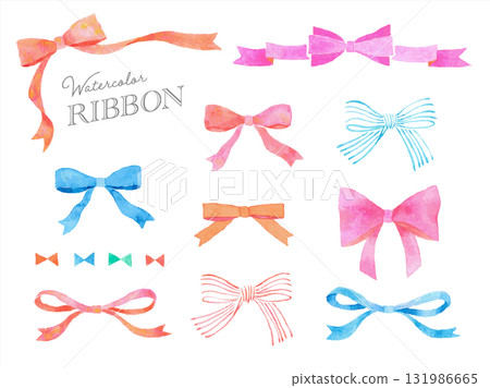 水彩插圖慶祝禮品絲帶 131986665